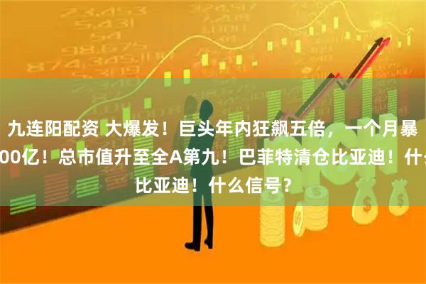 九连阳配资 大爆发！巨头年内狂飙五倍，一个月暴增近5000亿！总市值升至全A第九！巴菲特清仓比亚迪！什么信号？